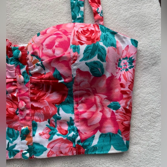 Parisian Works Floral Sweetheart Bustier Crop Top - Picture 2 of 9